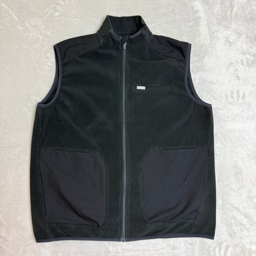 FIGS On-Shift Fleece Vest Women 2XL Black Full Zip Mock Neck Medical Nurse